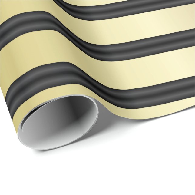 Classy Black and Gold Stripes Wrapping Paper (Roll Corner)