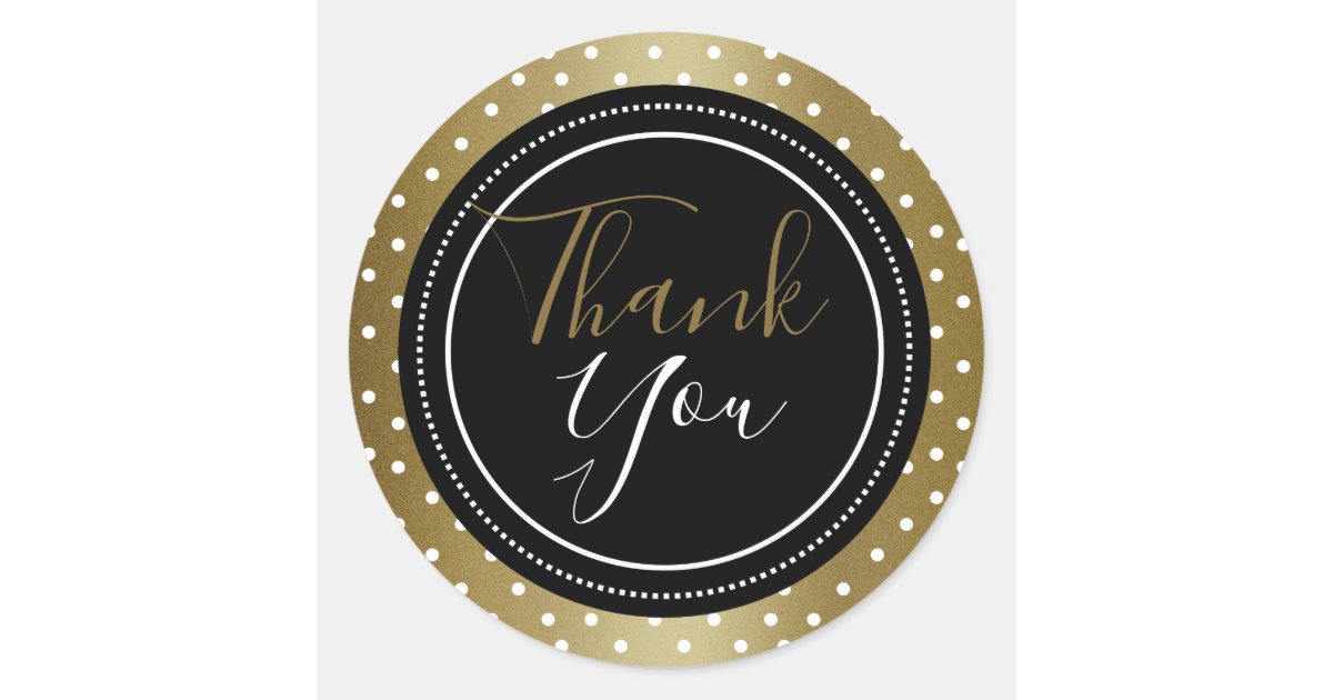 Classy Black And Gold Thank You Classic Round Sticker | Zazzle