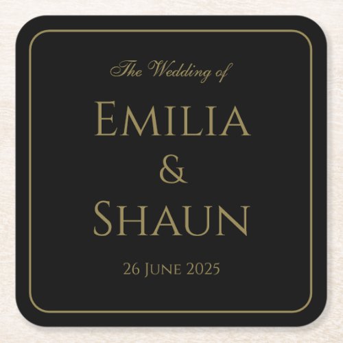 Classy Black and Gold Wedding Coasters