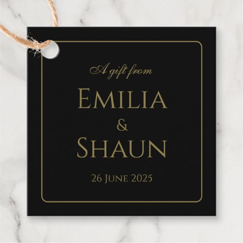Classy Black and Gold Wedding Favor Tags