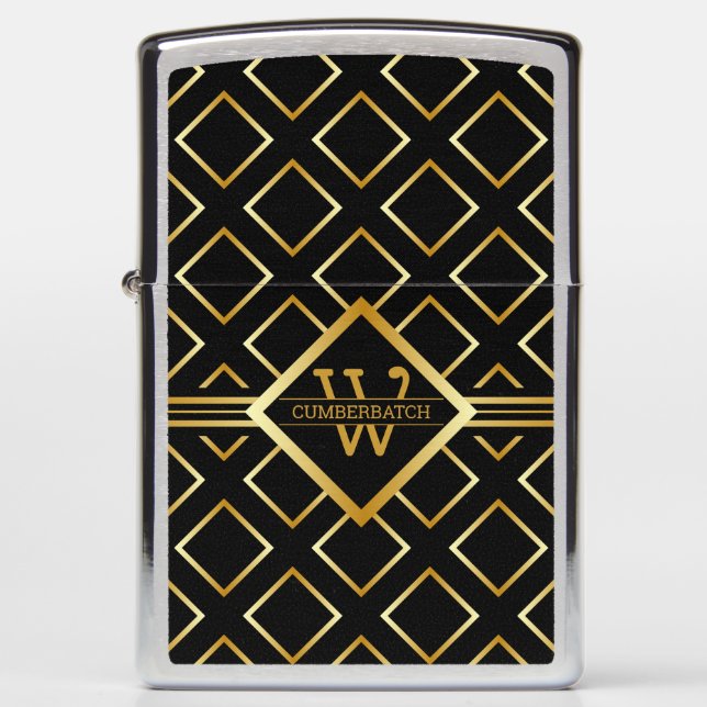 Classy Black and Gold Zippo Lighter (Front)