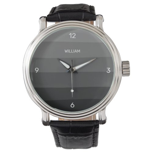 Classy Black and Gray Streeps Personalize Watch