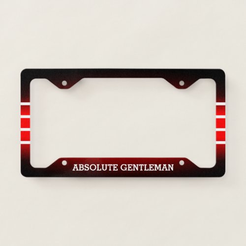 Classy Black and Red Gradient with White Text License Plate Frame