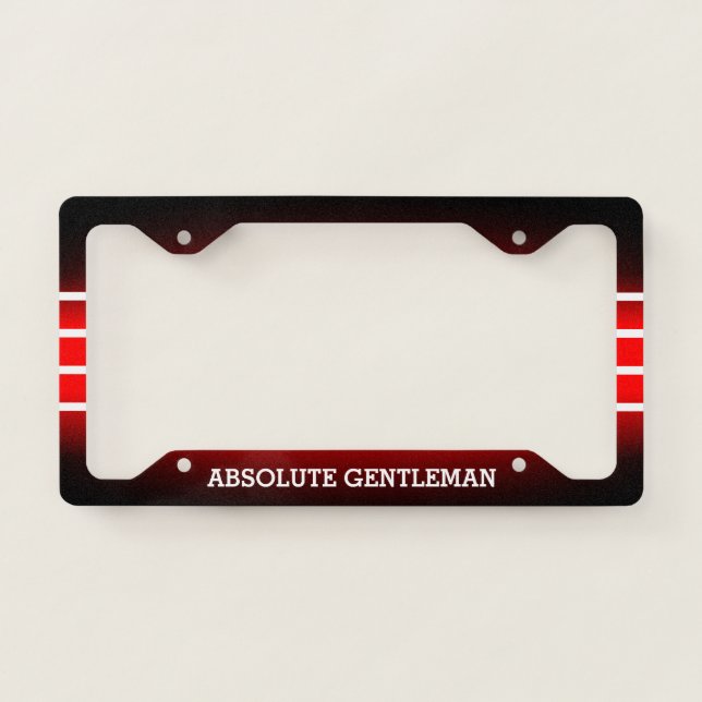 Classy Black and Red Gradient with White Text License Plate Frame (Front)