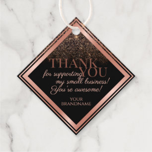 Classy Black and Rose Gold Packaging Thank You Favor Tags