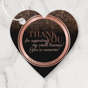 Classy Black and Rose Gold Packaging Thank You Favor Tags