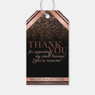 Classy Black and Rose Gold Packaging Thank You Gif Gift Tags