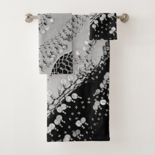 Classy Black and Silver Gypsy Coin Scarf Bath Towel Set