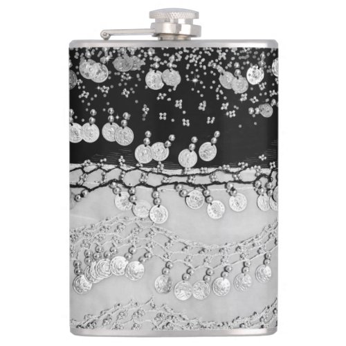 Classy Black and Silver Gypsy Scarf      Flask