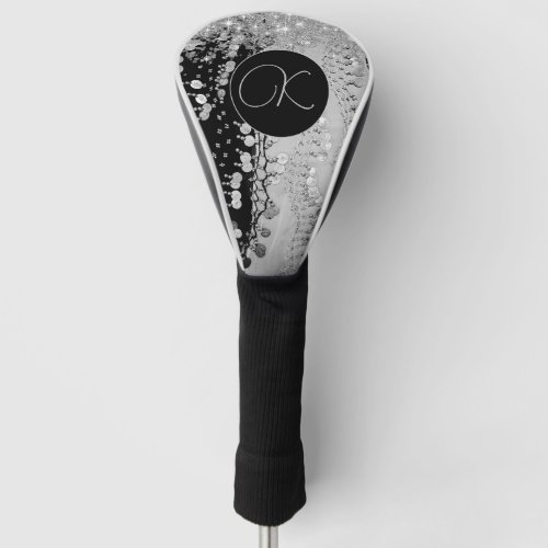 Classy Black and Silver Gypsy Scarf Monogram Golf Head Cover