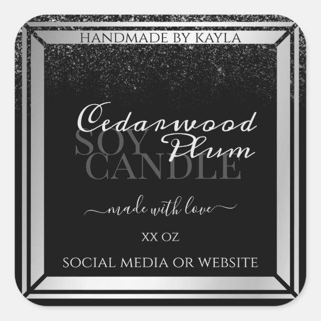 Classy Black and Silver Product Packaging Labels (Front)