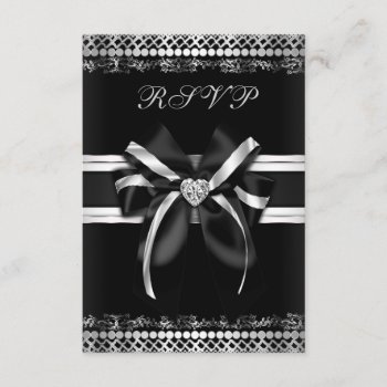 Classy Black And Silver Rsvp by TreasureTheMoments at Zazzle