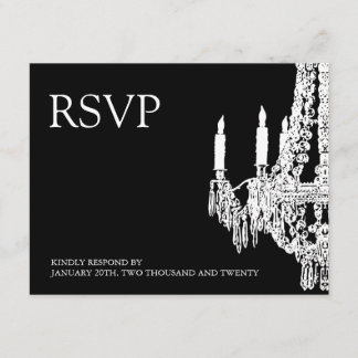 Classy black and White Chandelier RSVP Cards