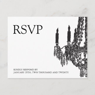 Classy black and White Chandelier RSVP Cards