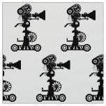 CLASSY BLACK AND WHITE CINE CAMERA MOTIF FABRIC
