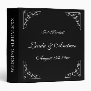 Classy black and white custom wedding album 3 ring binder