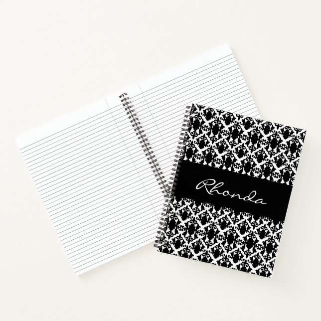 Classy Black and White Damask Notebook (Inside)