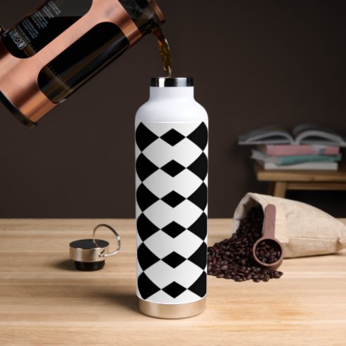 Classy Black and White Diamond Shaped Design Water Water Bottle