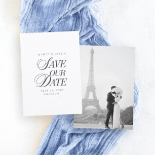 Classy Black and White Elegant Save the Date Card