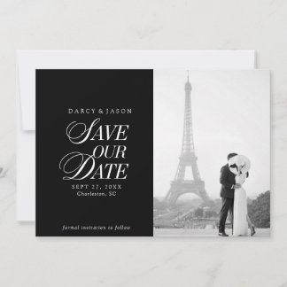 Classy Black and White Elegant Save the Date Card