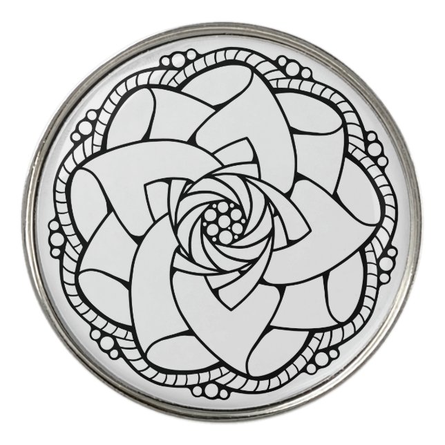 Classy Black and White Mandala Divot Tool (Detail)