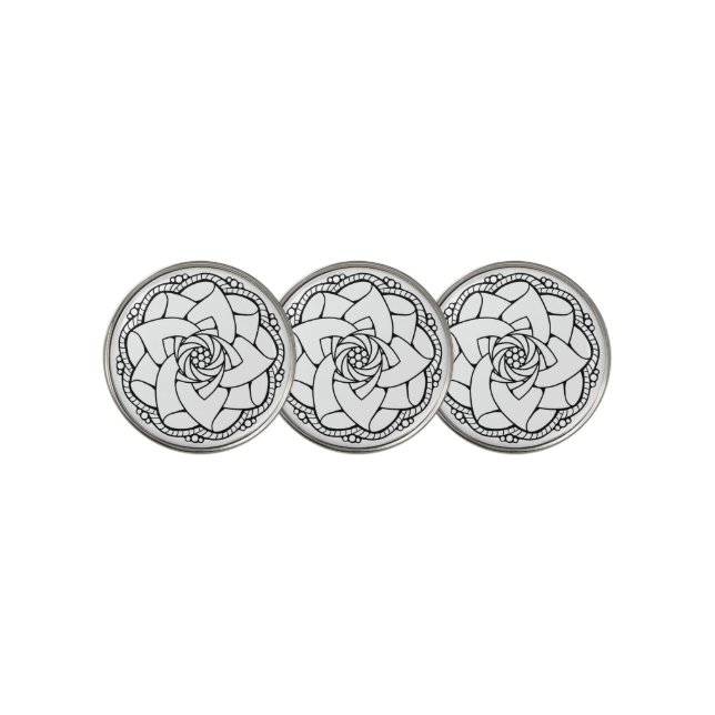 Classy Black and White Mandala Golf Ball Marker (3 Up)