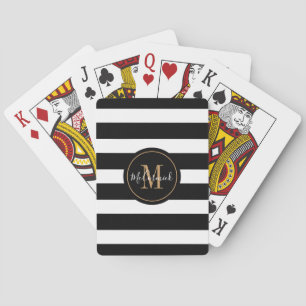 Classy Black and White Monogrammed Personalized Poker Cards
