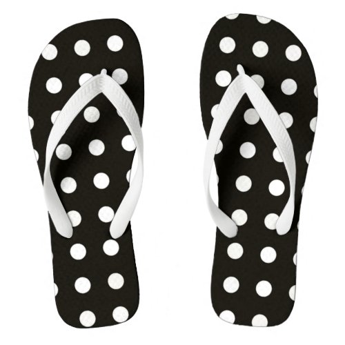 Classy Black and White Polka Dot Pattern Design Flip Flops