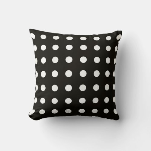 Classy Black and White Polka Dot Pattern Design Throw Pillow