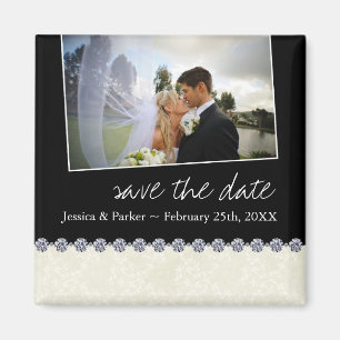 Classy Black and White Save the Date Magnet