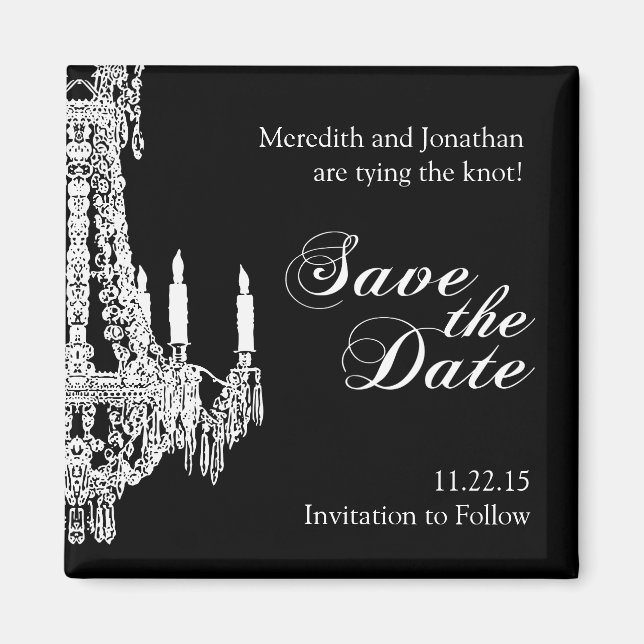 Classy Black and White Save the Date Magnet (Front)