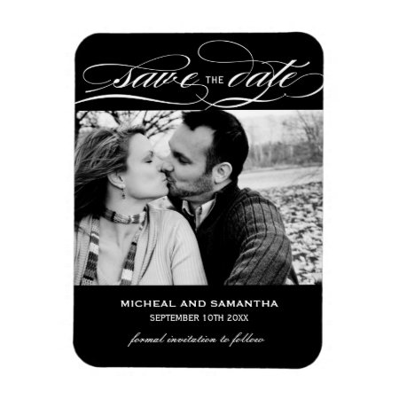 Classy Black And White Save The Date Magnets