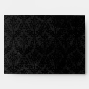 Classy Black and White: Script & Damask Linen A-7 Envelope