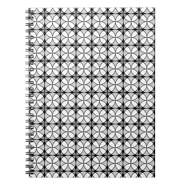 Classy Black and white Shippo Pattern Notebook (Front)