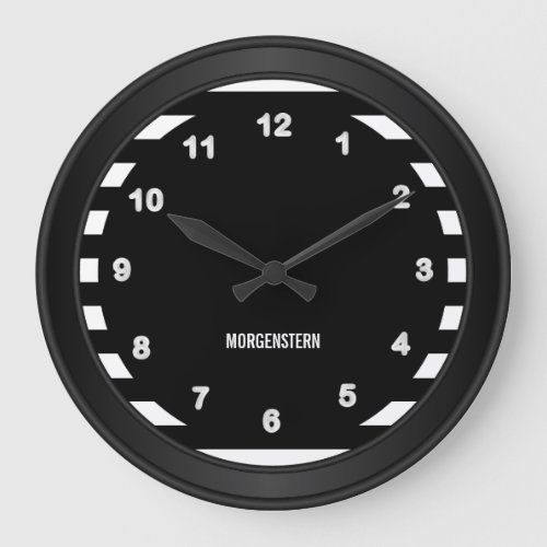 Classy Black and White Stripes Large Clock