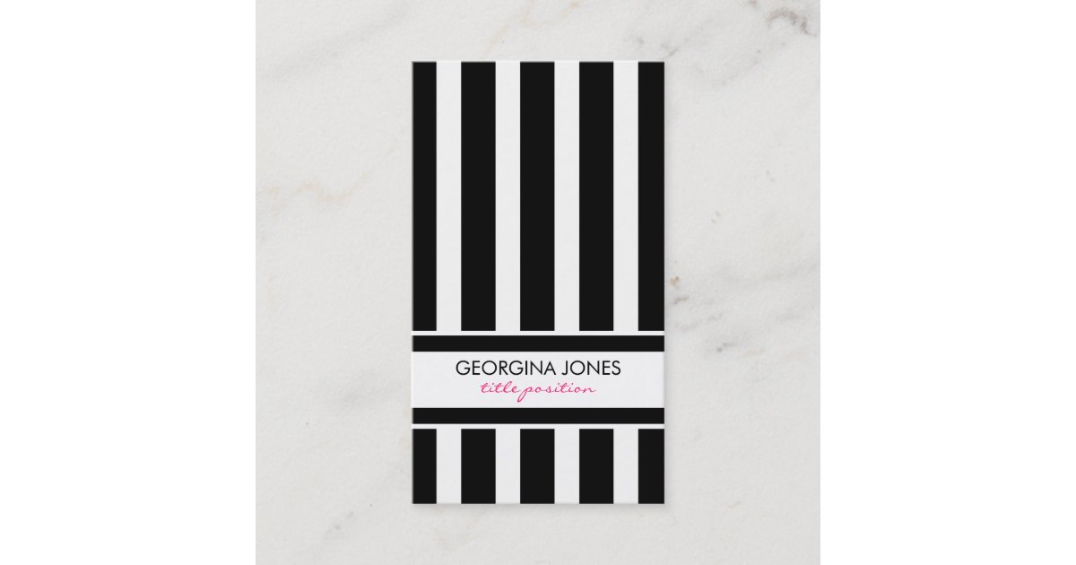 Classy Black And White Stripes Pattern Business Card | Zazzle
