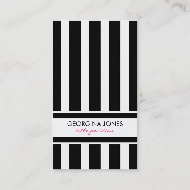 Classy Black And White Stripes Pattern Business Card | Zazzle