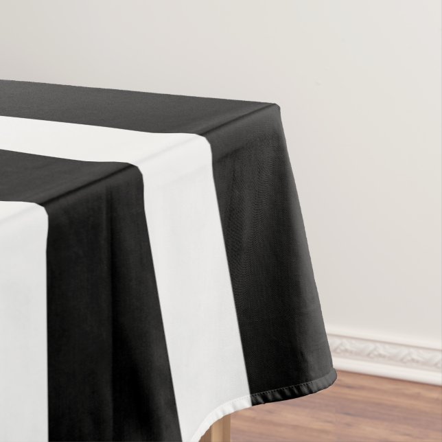 Classy Black And White Stripes Tablecloth (In Situ)