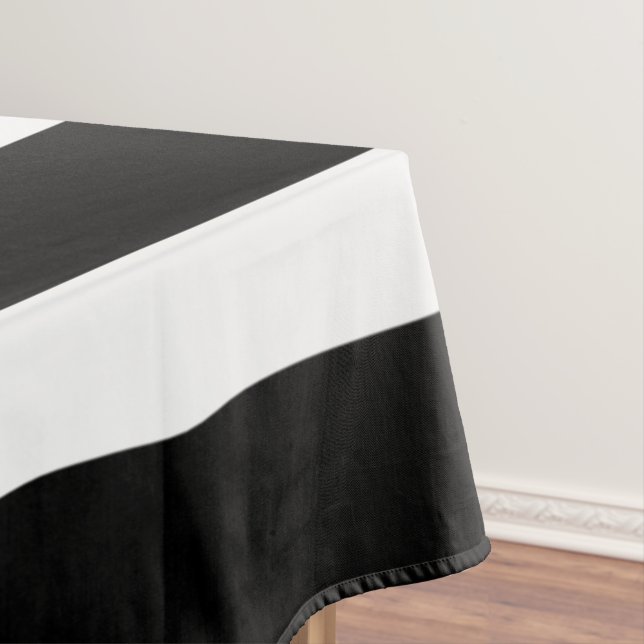Classy Black And White Stripes Tablecloth (In Situ)