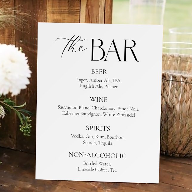 Classy Black and White Wedding Bar  Foam Board (Creator Uploaded)
