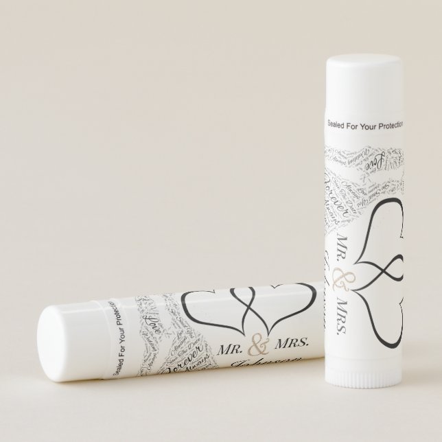 Classy Black and White Wedding Lip Balm (Front)