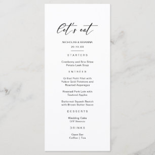 Classy Black and White Wedding Menu