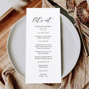 Classy Black and White Wedding  Menu