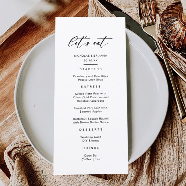 Classy Black and White Wedding  Menu (Creator Uploaded)