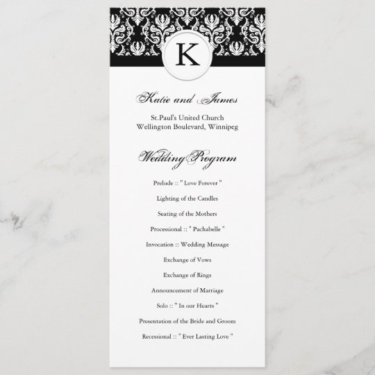 Classy Black And White Wedding Program Zazzle Com