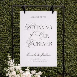Classy Black and White Wedding Welcome Foam Board