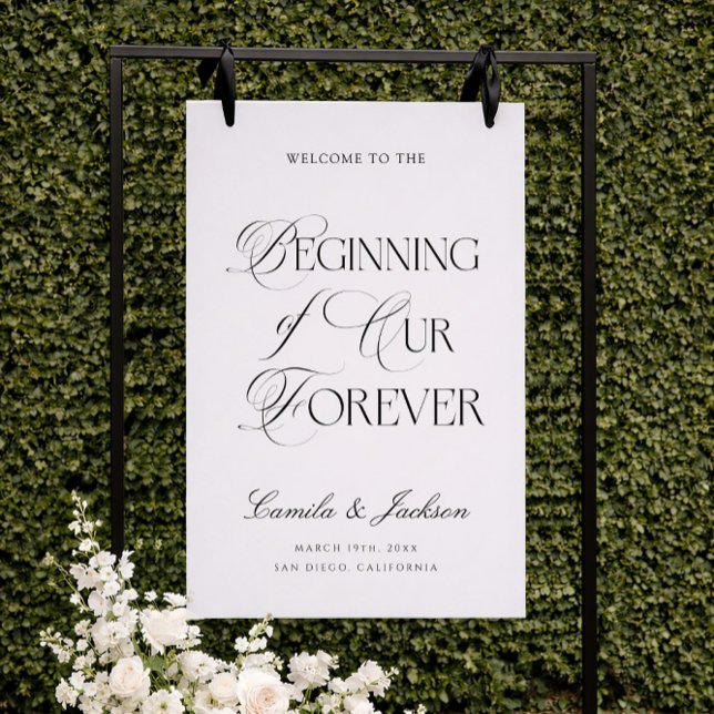 Classy Black and White Wedding Welcome  Foam Board (Creator Uploaded)