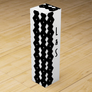 Classy Black and White Zig Zag Design Wine Boxes