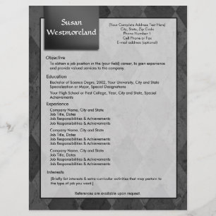 Classy Black Argyle Resume Template