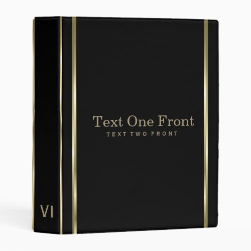 Classy Black Background Gold Stripe Mini Binder